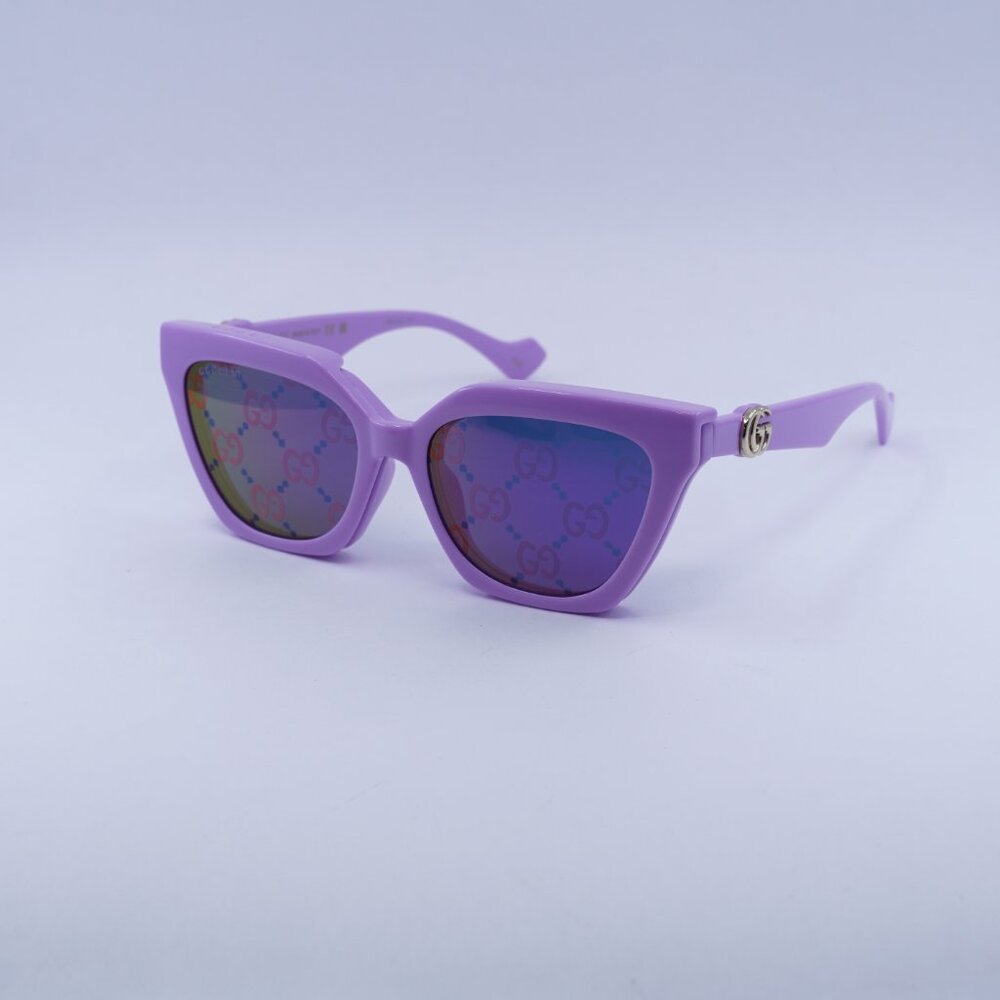 🕶️ New Gucci GG1542S 002 Sunglasses - Lilac Frame, Clear/Blue Lenses - Picture 5 of 12